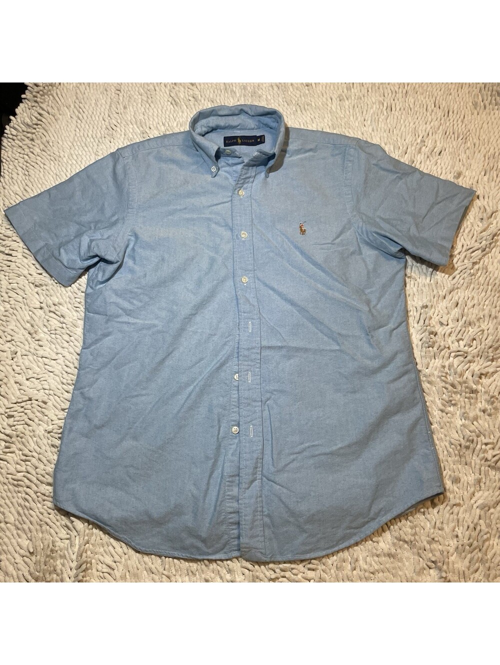 Polo Ralph Lauren Shirt Mens Medium Oxford Cotton Blue Flesh Pony Classic Fit